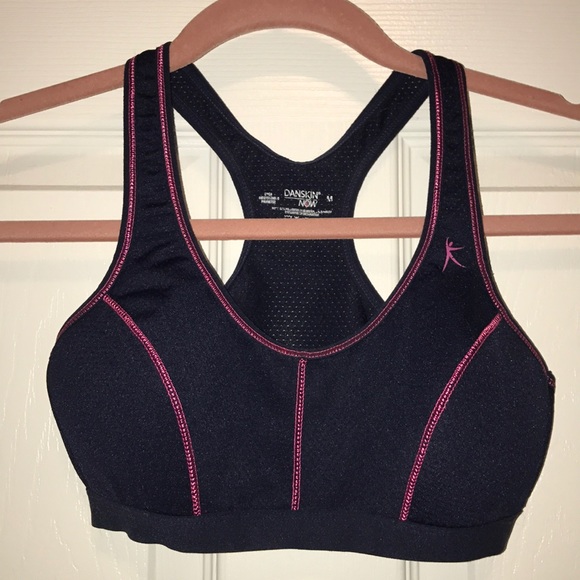 Blue with pink trim sports bra -M - Picture 1 of 2